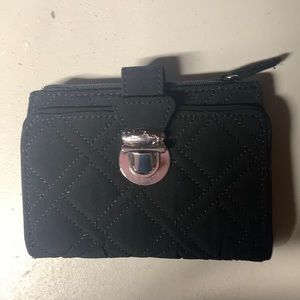 Vera Bradley microfiber pushlock wallet black